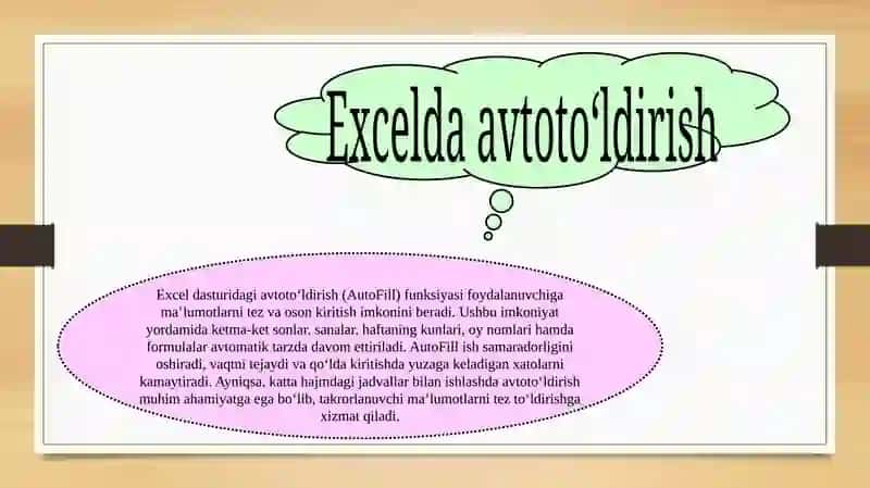 Exceldasturida avtotoʻldirishlar va avtohisoblashlar 4