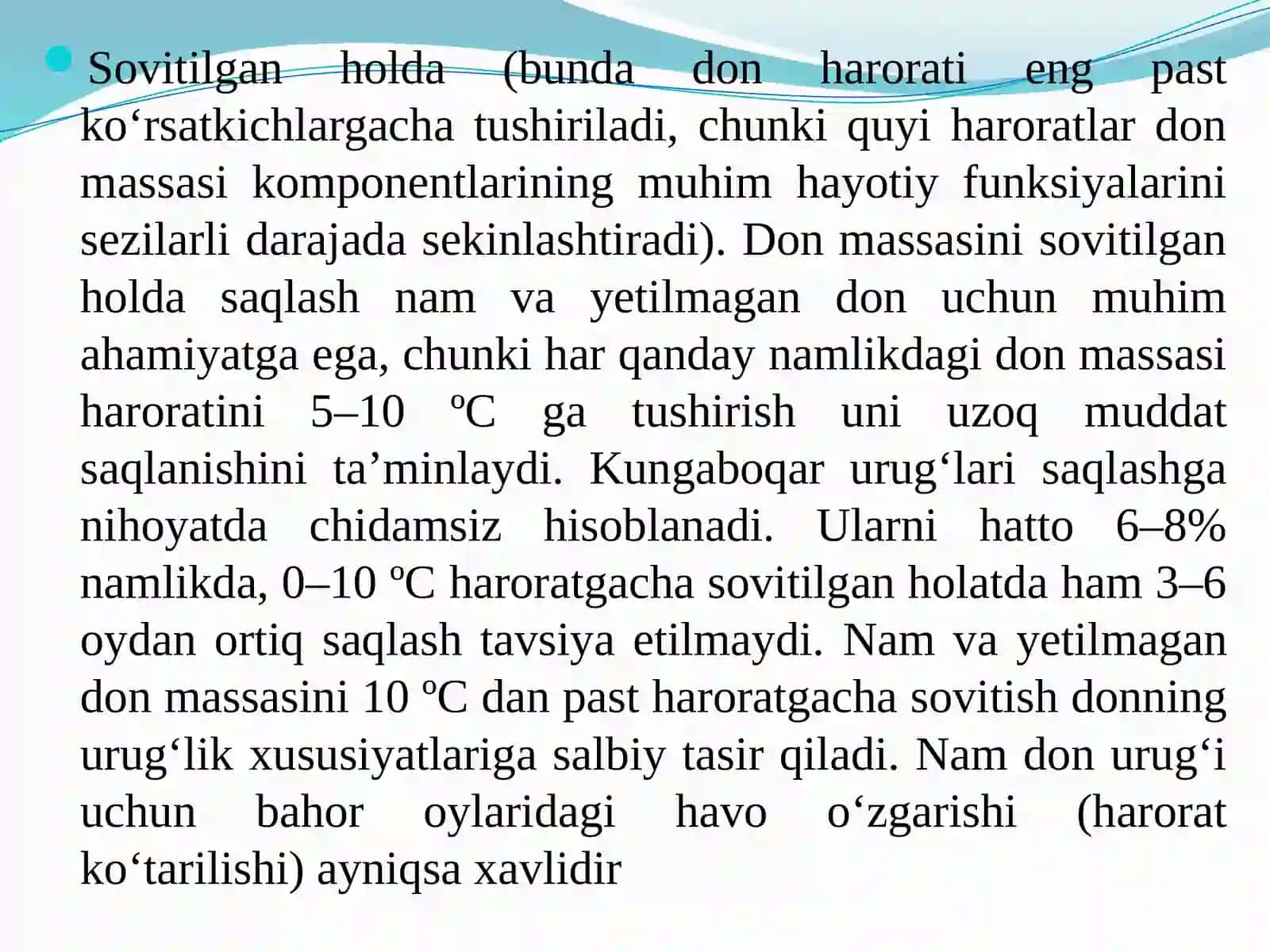 DONNI SAQLASH VA QAYTA ISHLASH TEXNOLOGIYASI 4