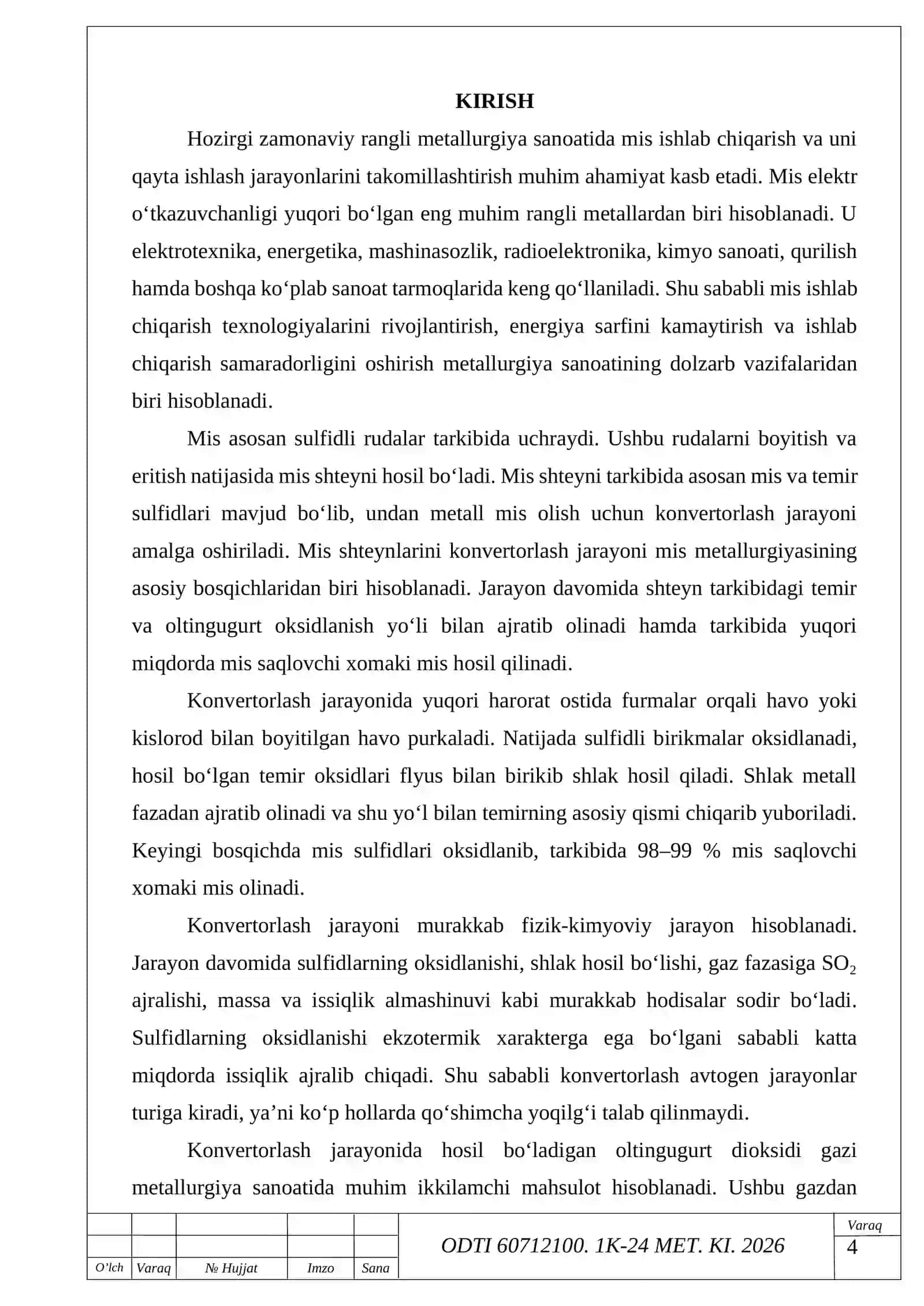 Mis shteynlarini konvertorlash jarayoni hisobi 4