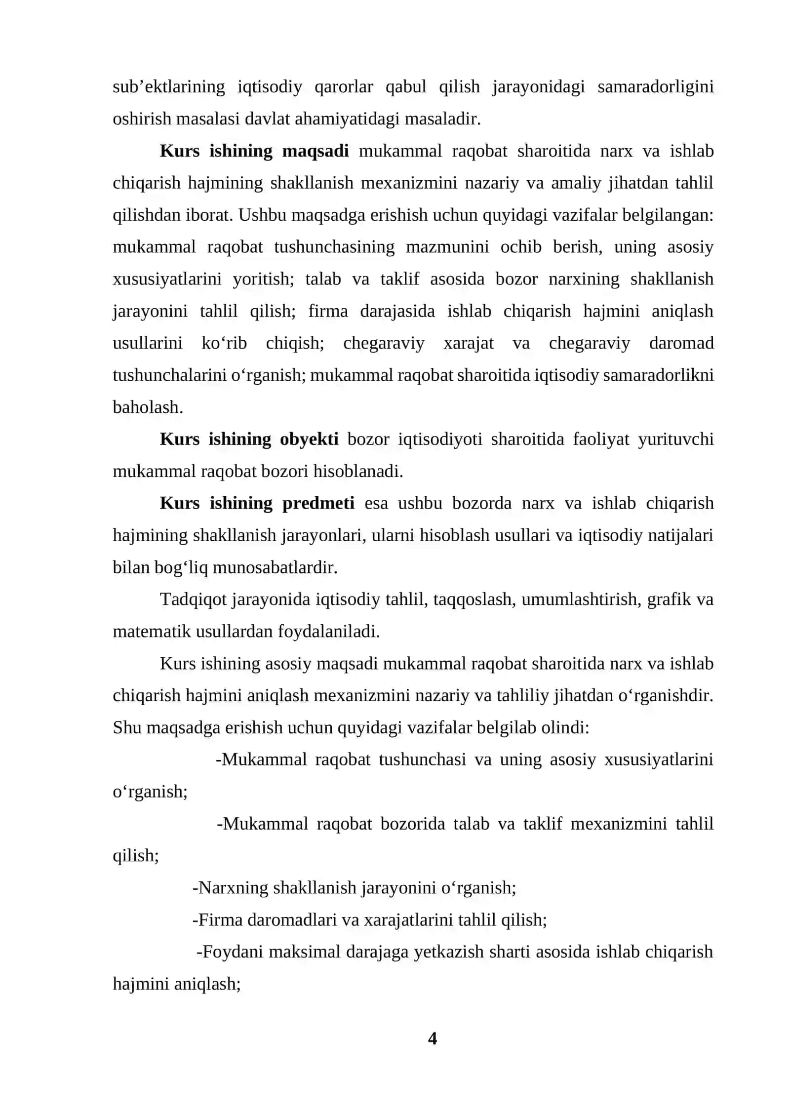 Mukammal raqobat sharoitida narx va ishlab chiqarish hajmini aniqlash 4