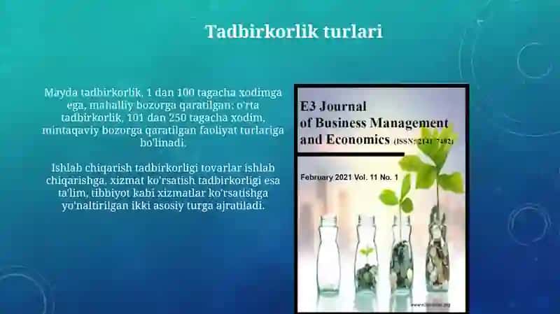 Tadbirkorlik faoliyati va shakllanishi 4