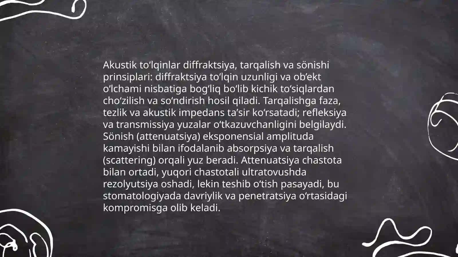 Eshitish bifizikasi elementlari. Ultratovush va uni stomatologiyada qoʻllanilishi 4