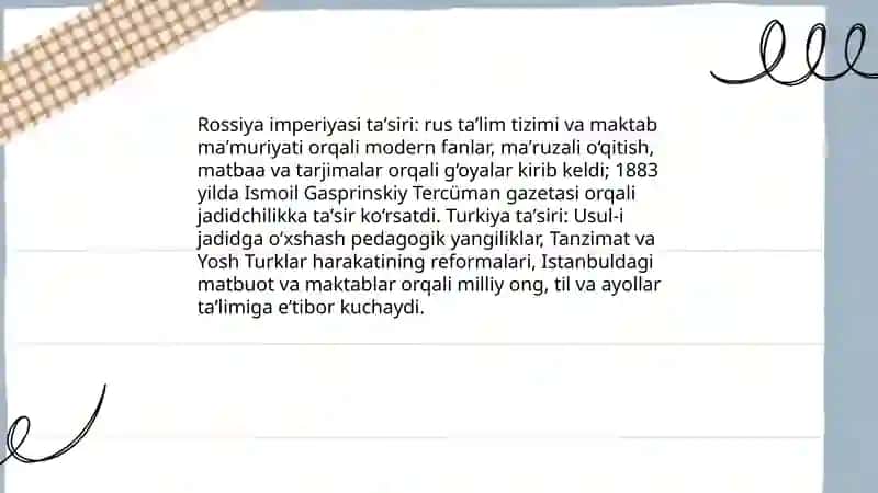 Jadidchilik harakatining paydo bo'lishi va rivojlanishi 4