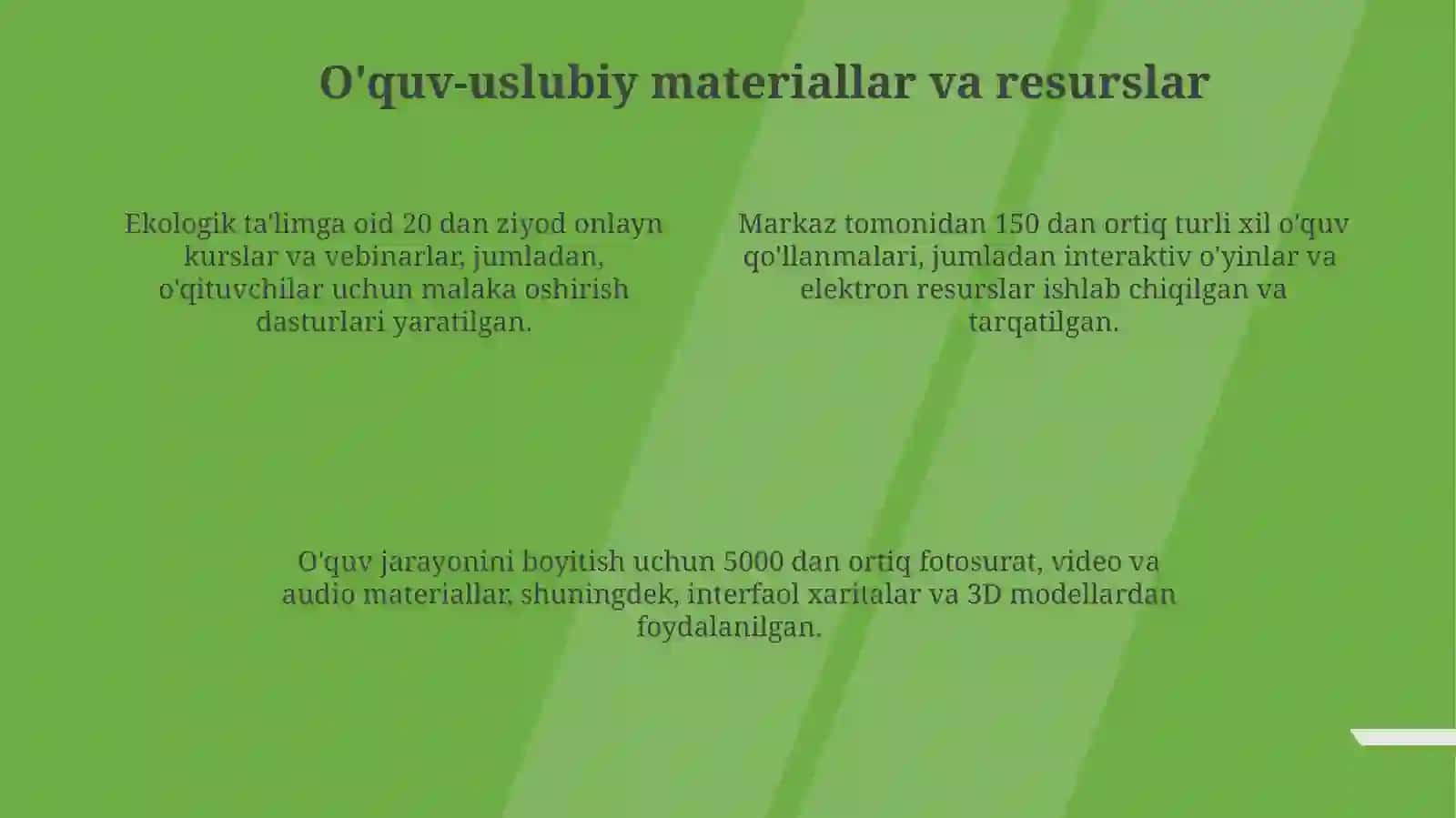 Ekologik ta'lim sohasidagi rivojlanish markazining faoliyati 4