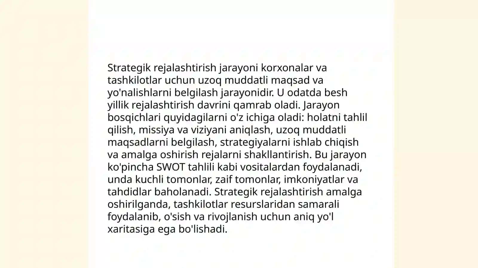 Korxonalarda strategik rejalashtirish xususiyatlari 4