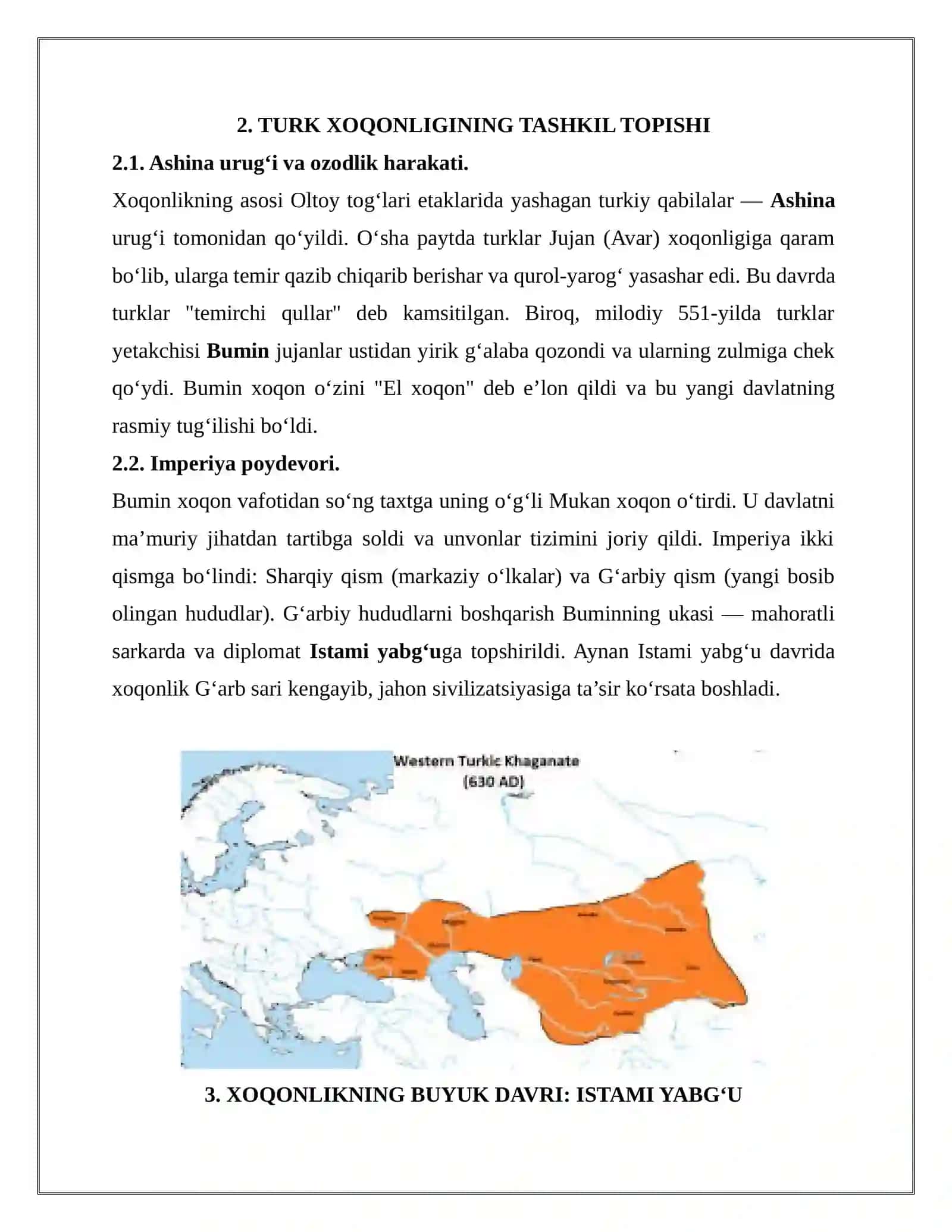 TURK XOQONLIGI: IMPERIYANING TASHKIL TOPISHI, HUDUDIY KENGAYISHI VA PARCHALANISHI 4
