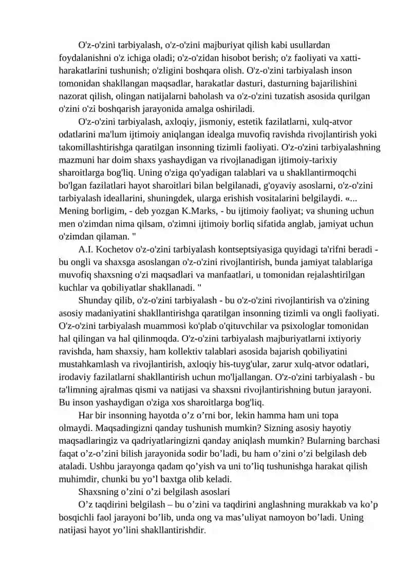 Professional va shaxsiy o'zini o'zi belgilash, shakllanishida o'z o'zini takomillashtirish 4