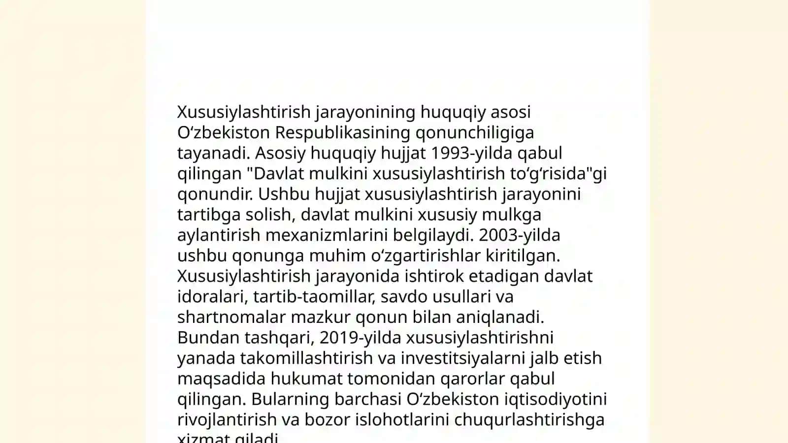 O'zbekistonda mulkni davlat tasarrufidan chiqarish va xususiylashtirish maqsadi, usuli va yo'llari 4