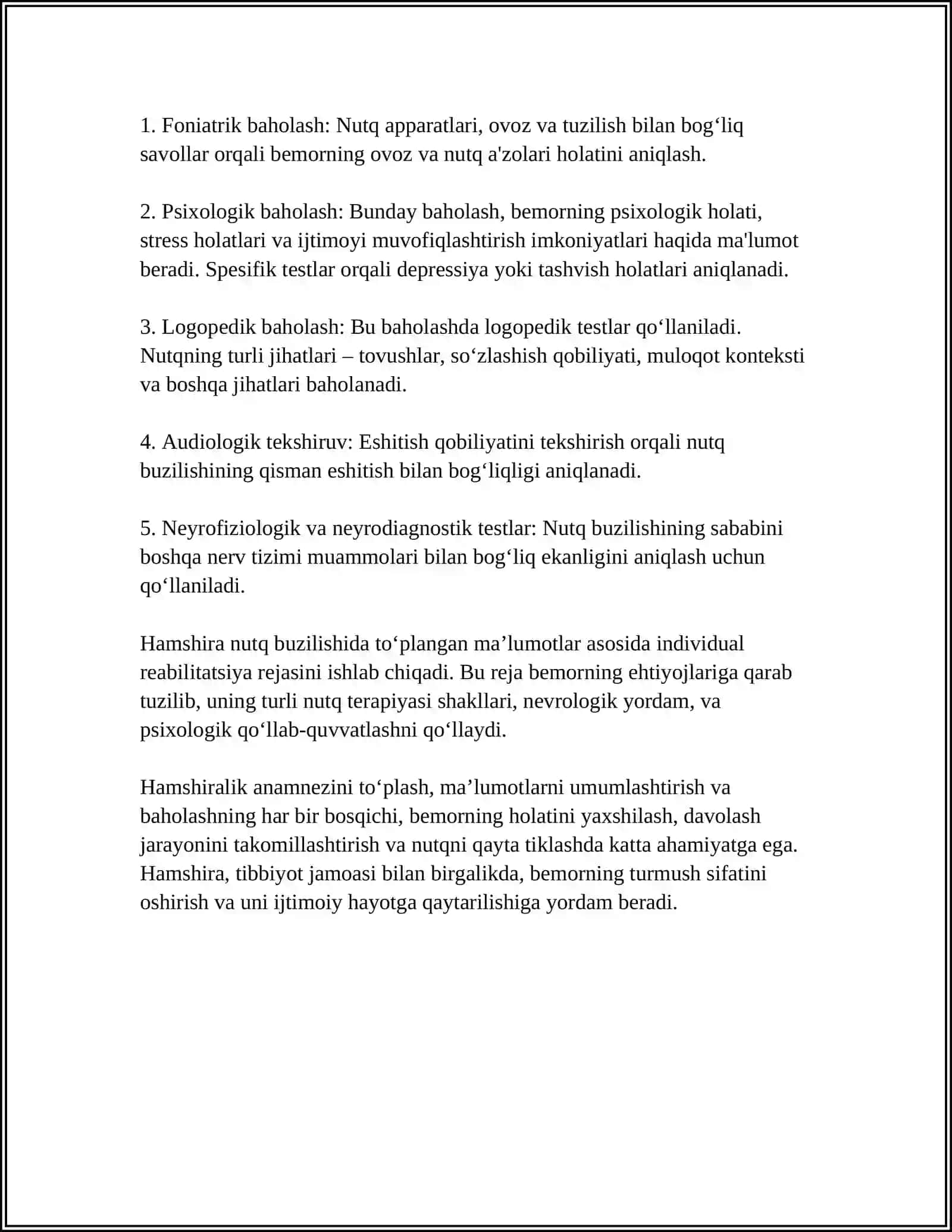 Nutq Buzilishida Hamshiralik Anamnezi va Baholash Usullari 4