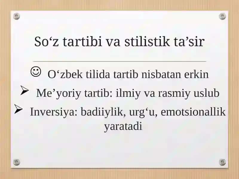 Gap bo‘laklarining stilistik xususiyatlari 4