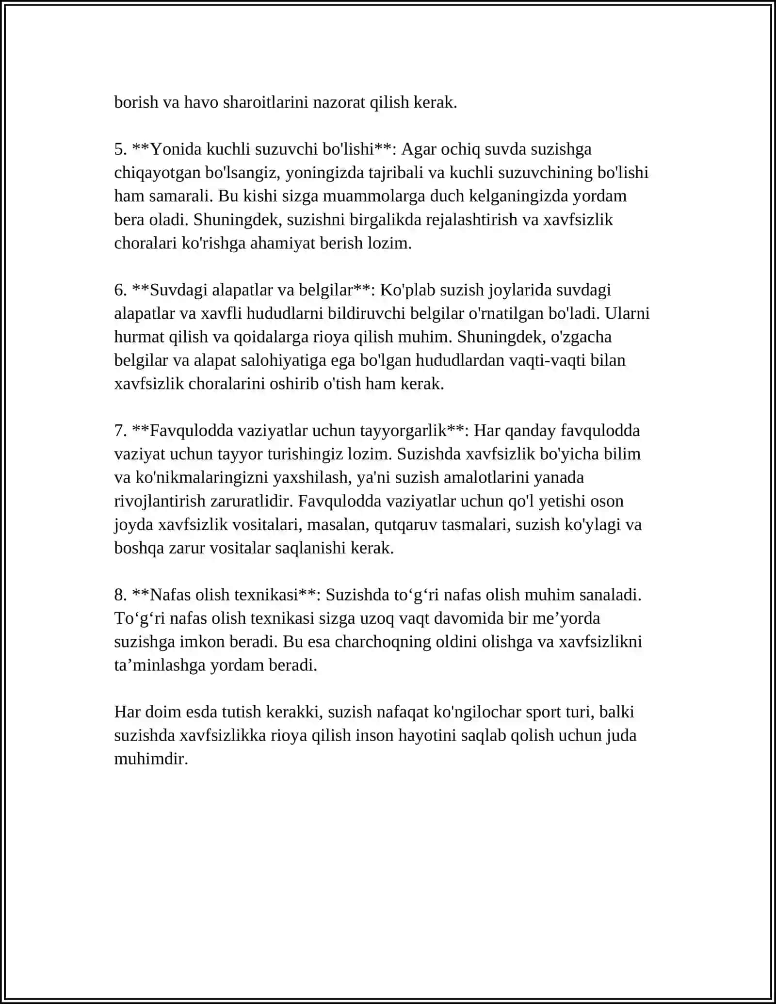 SUZISHDA STARTDAN CHIQISH VA BURILISHLARNI OʻRGATISH RIVOJLANISHI 4