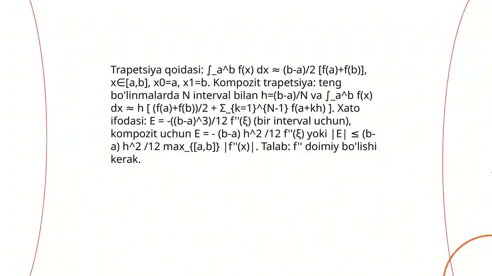 Aniq integralni taqribiy hisoblash formulalari 4