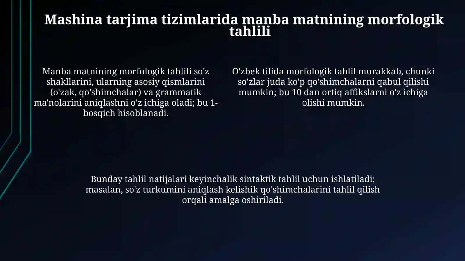 Mashina tarjima tizimlarida manba matnining morfologik va sintaktik tahlili 4