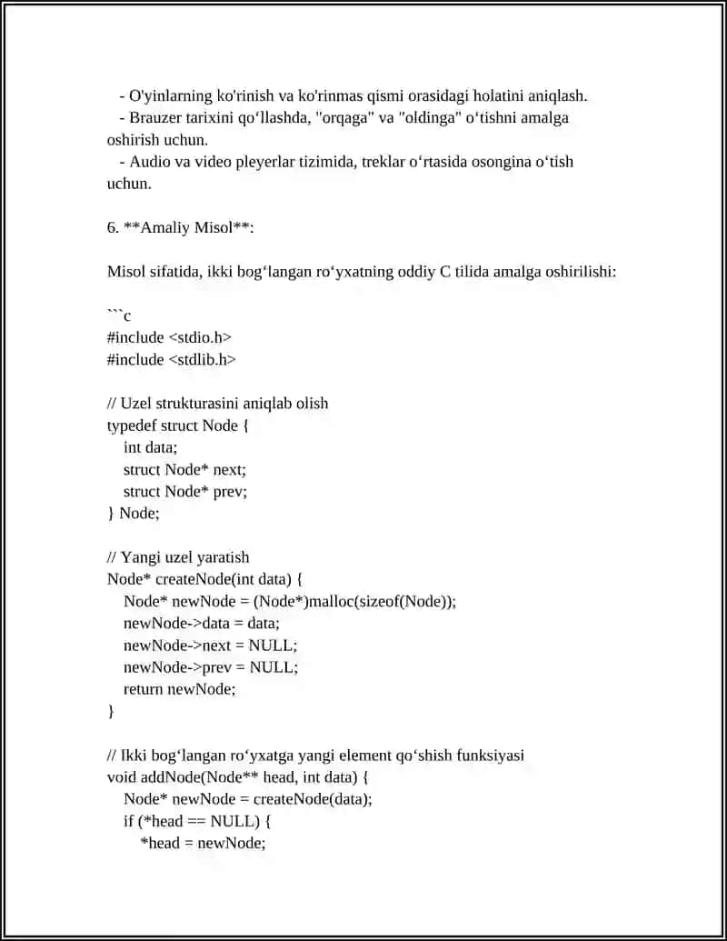 DOUBLE LINKED LIST (IKKI BOG‘LAMLI RO‘YXAT) 4