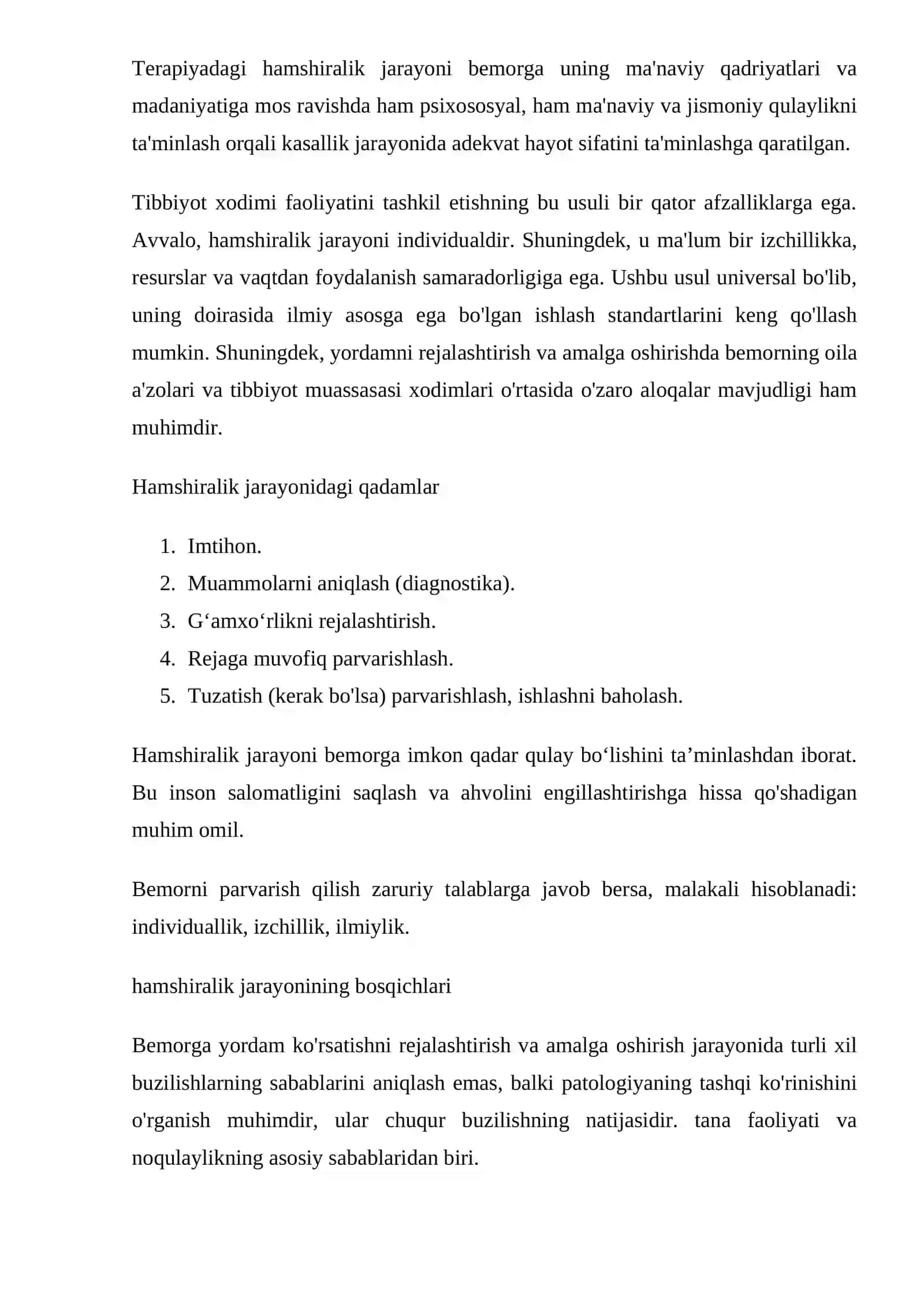 Hamshiralik jarayoni 4