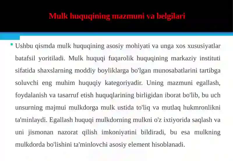 Mulk huquqi va boshqa ashyoviy huquqlarni himoya qilish 4