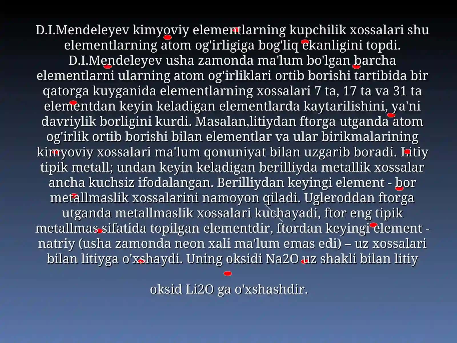 Atomlarning davriy va davriy bo'lmagan xossalari 4
