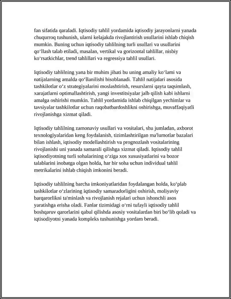 FANLAR TIZIMIDA IQTISODIY TAHLILNING O'RNI 4