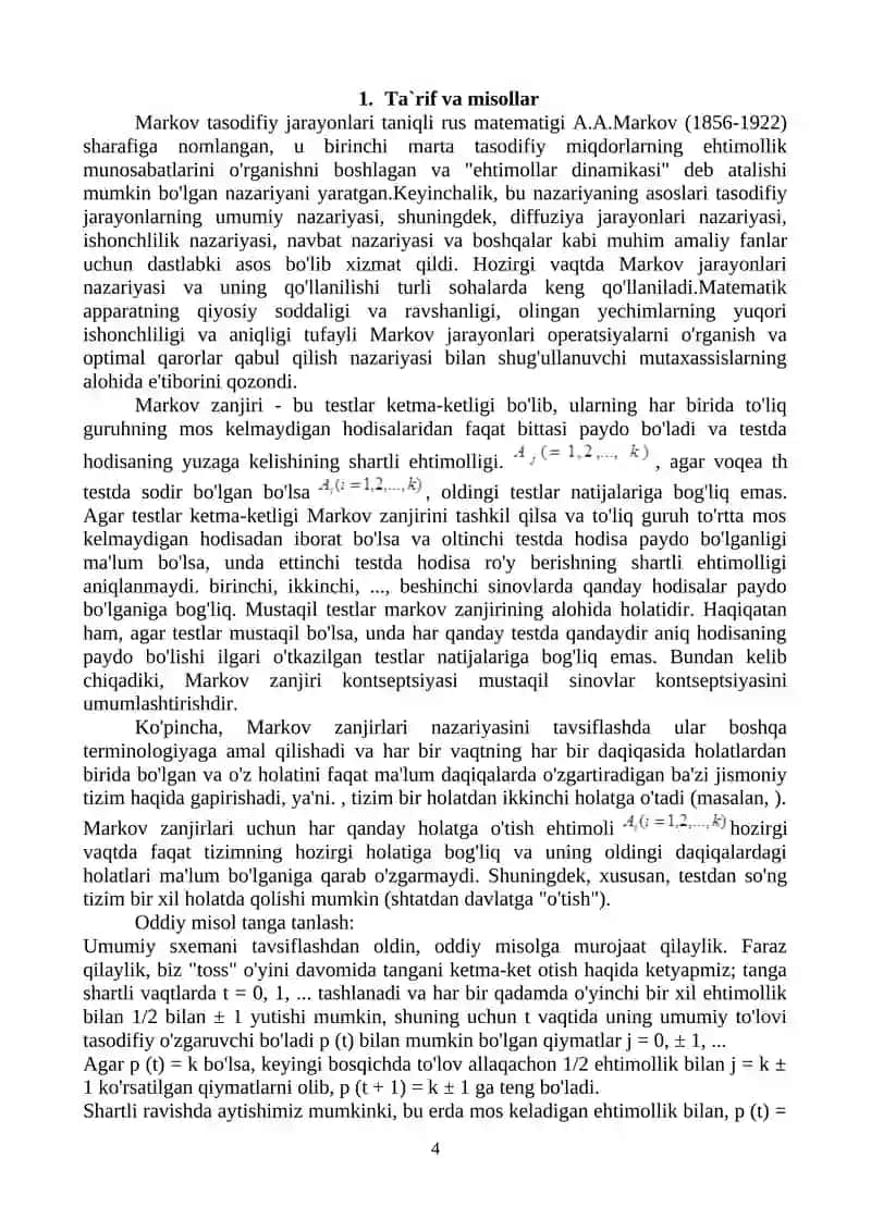 Markov zanjirlari 4