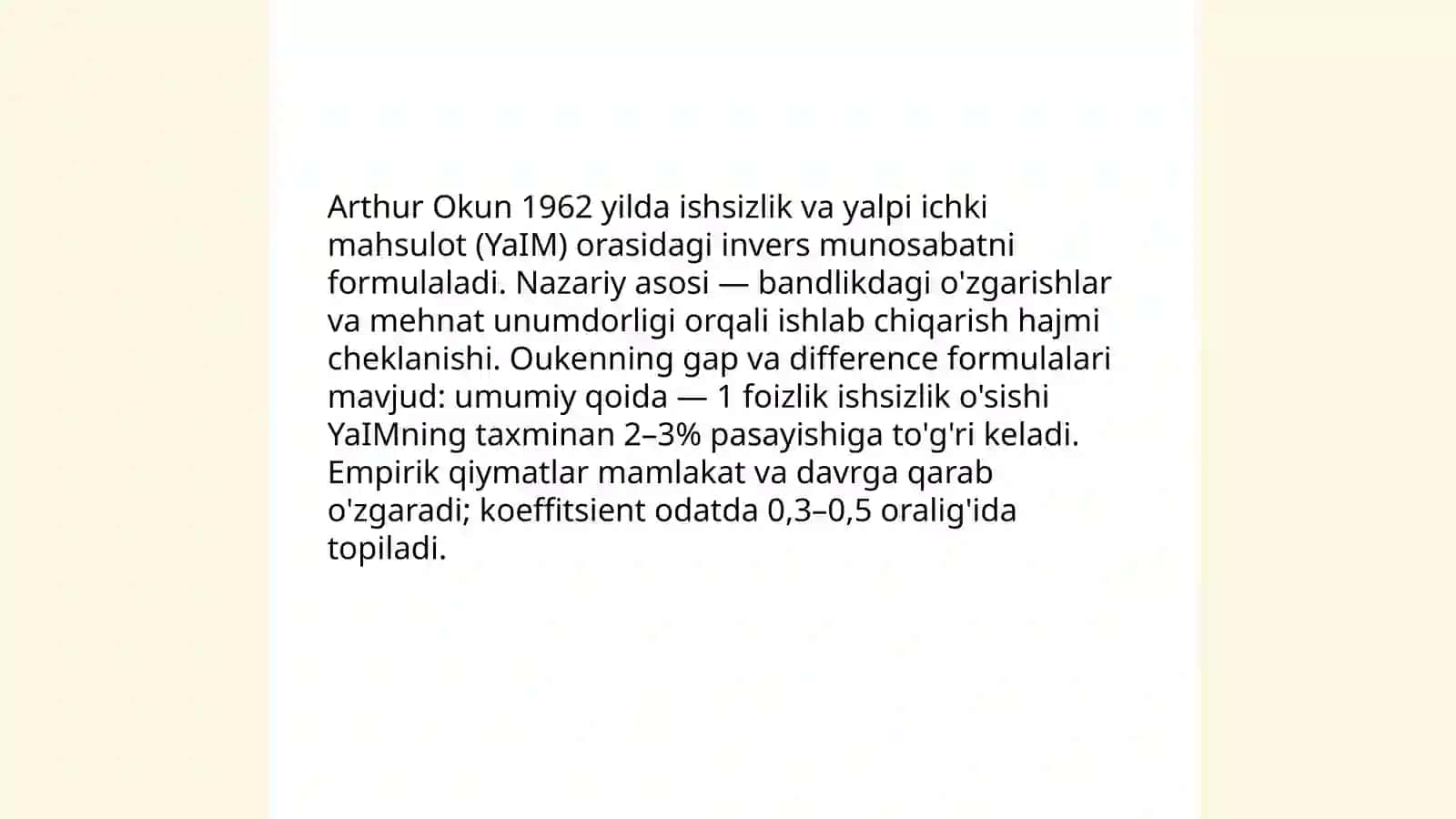 Ishsizlikning iqtisodiy oqibatlari. A. Ouken qonuni 4