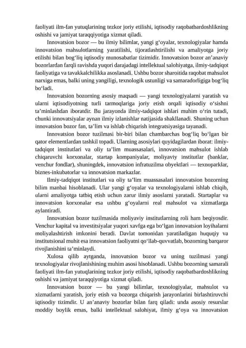 Innovatsion bozor tuzilmasi va uning yangi texnologiyalar rivojlanish ta'siri 4