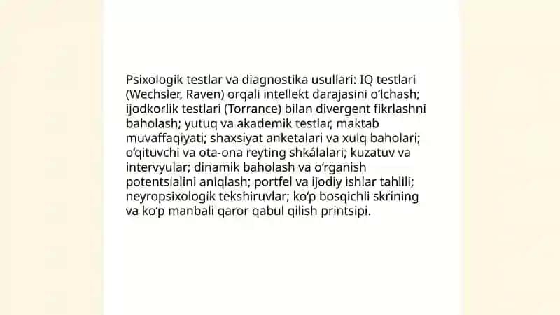 Isteʼdodli bolalarni aniqlash va ularni tarbiyalash 4