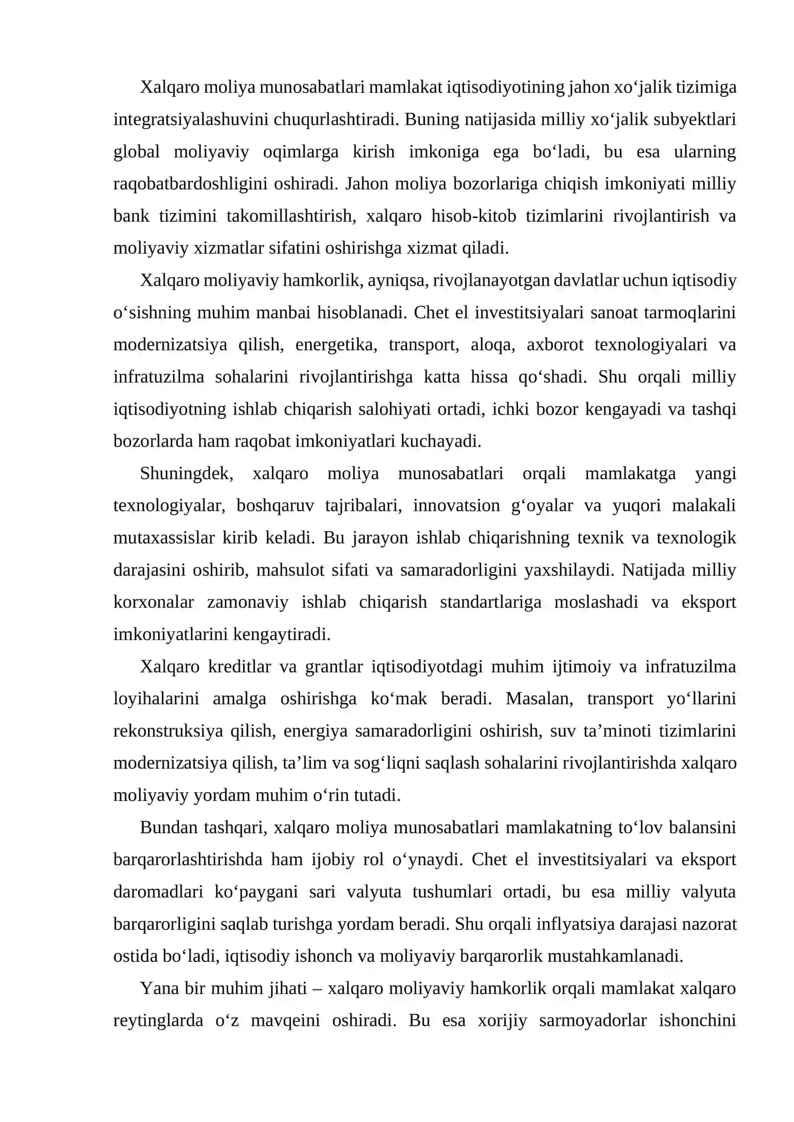 Milliy iqtisodiyotga xalqaro moliya munosabatlarning ijobiy va salbiy ta’siri 4
