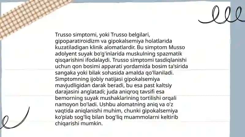 Yashirin gipoparatireoz tashxislay olish ( Trusso va Xvosteka simptomlari) 4