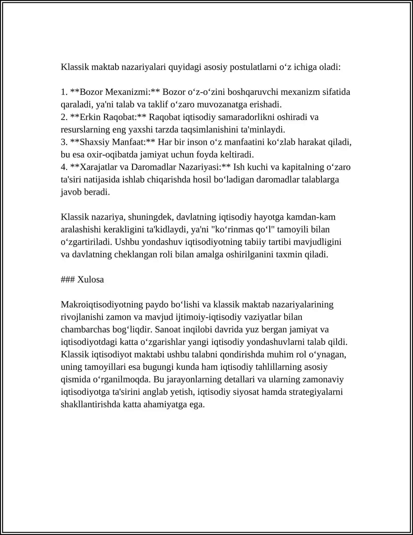 MAKROIQTISODIYOTNING YUZAGA KELISHI: KLASSIK MAKTAB VAKILLARINING IGTISODIY QARASHLARI 4
