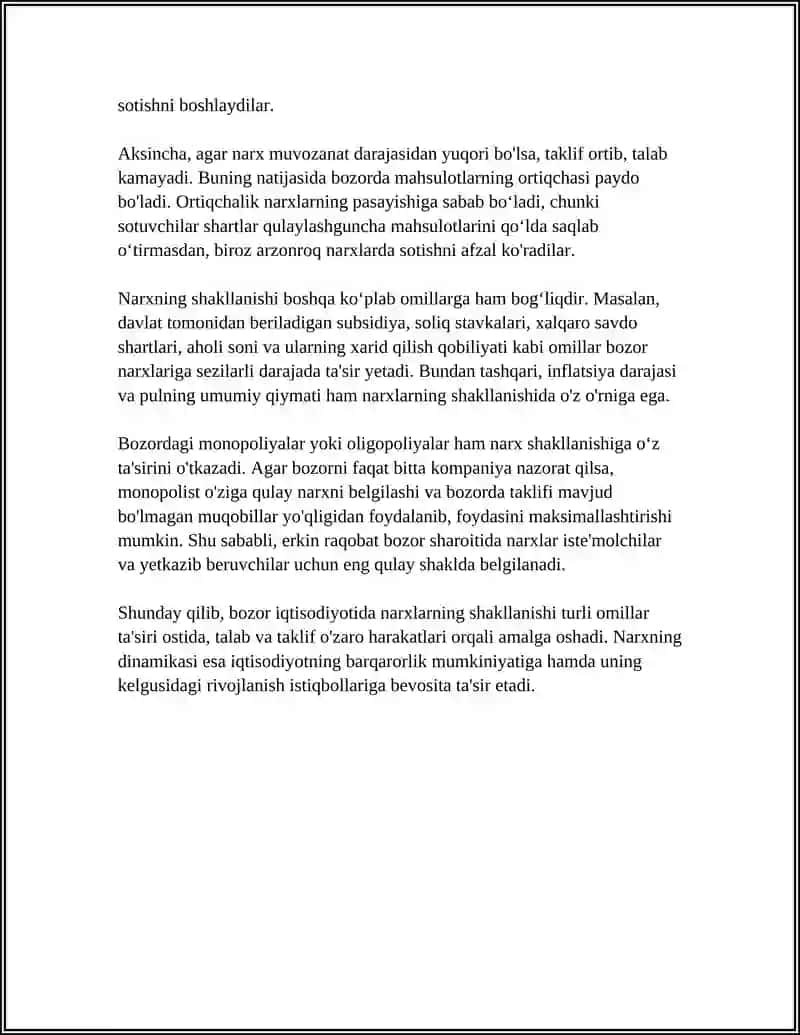BOZOR IQTISODIYOT SHAROITIDA NARXLARNING SHAKLLANISHI 4