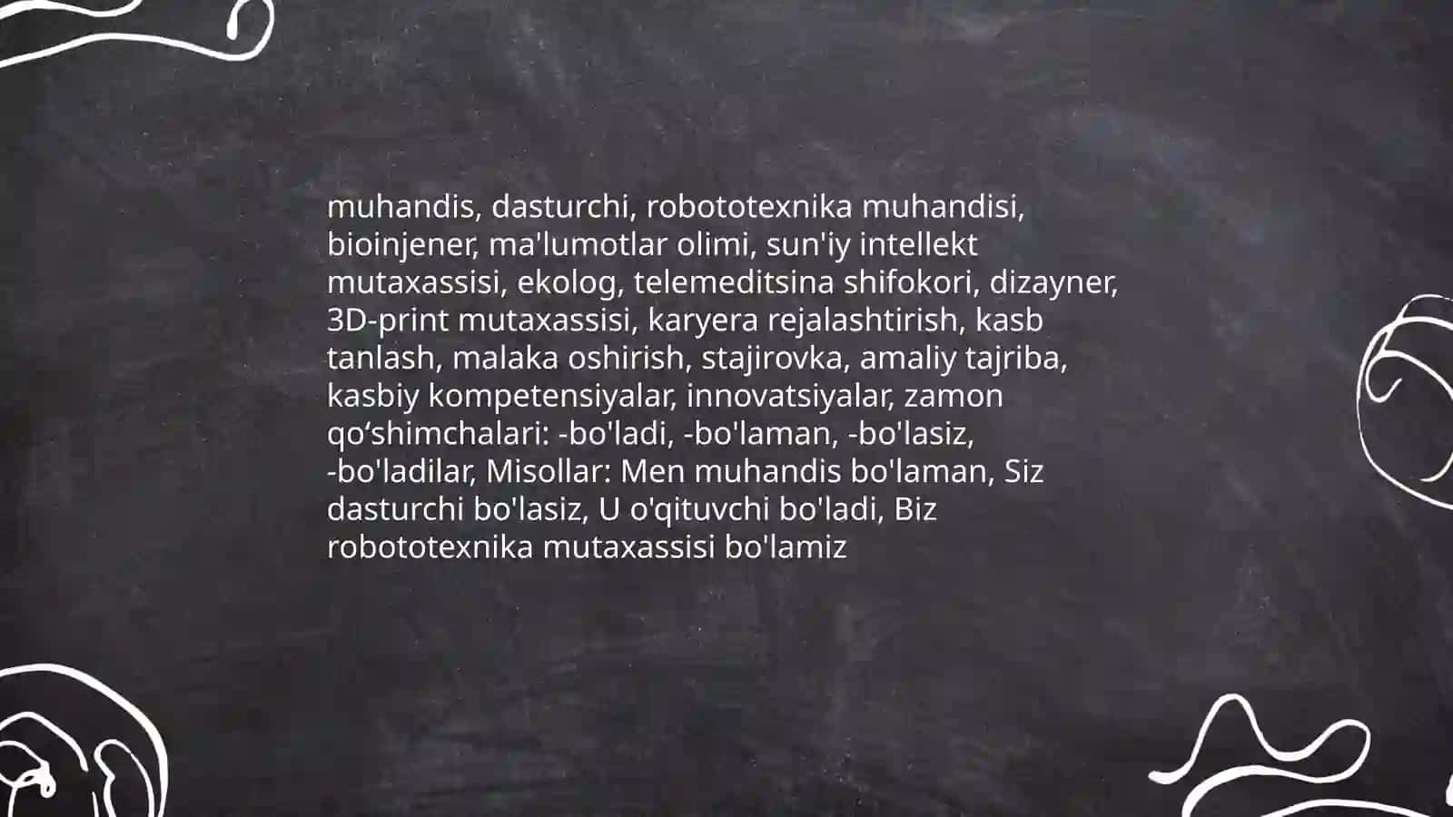 Kelajak kasblari. Zamon qoʻshimchalarining tayyorlanishi 4