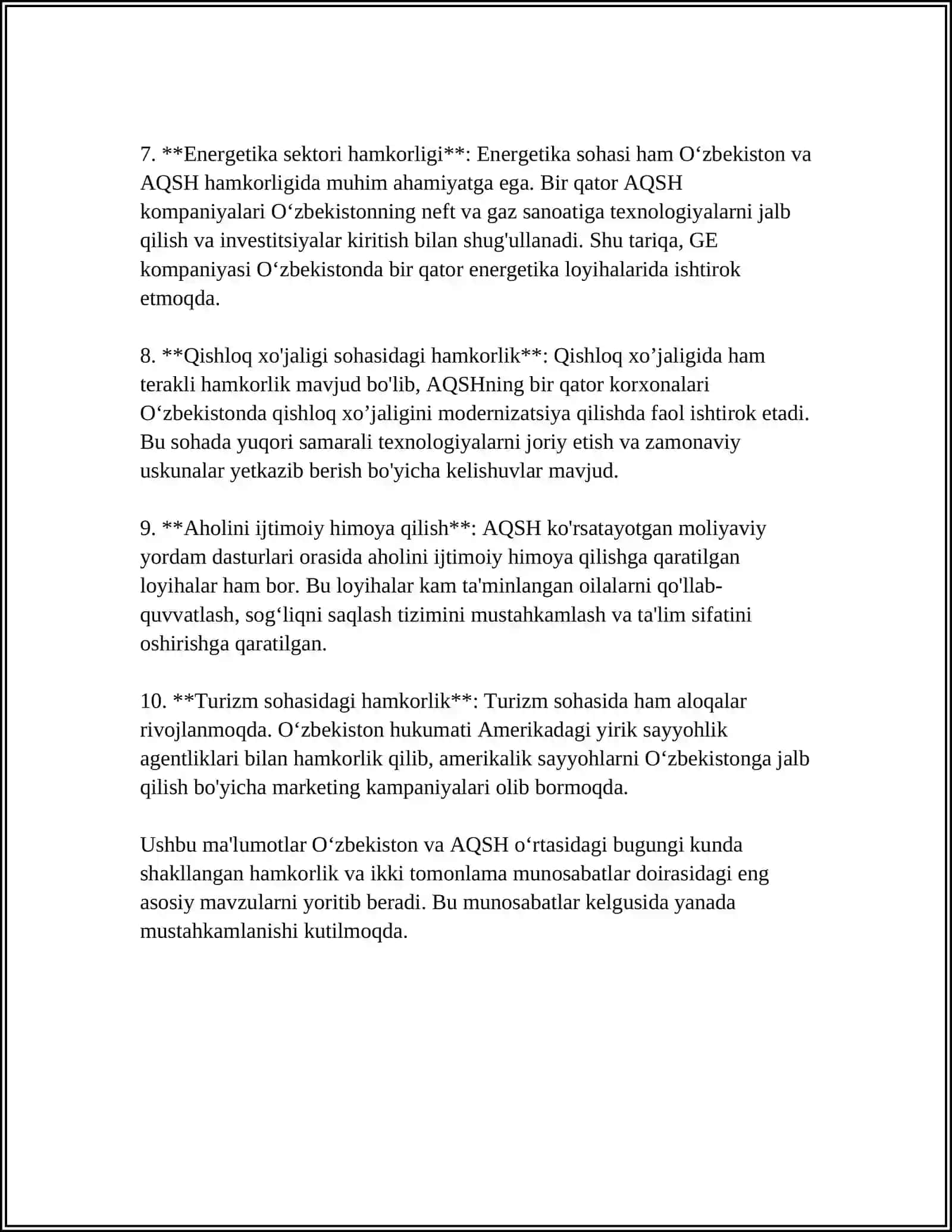 Oʻzbekistonning Rivojlangan Mamalkatlar Bilan Xalqaro Aloqalari 4