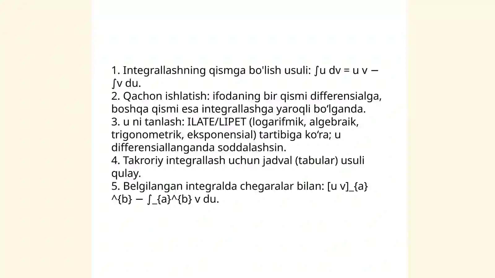 Integrallash usullari 4