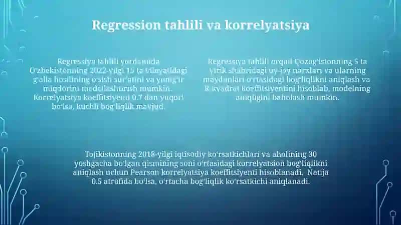 Statistik misollar ishlash 4