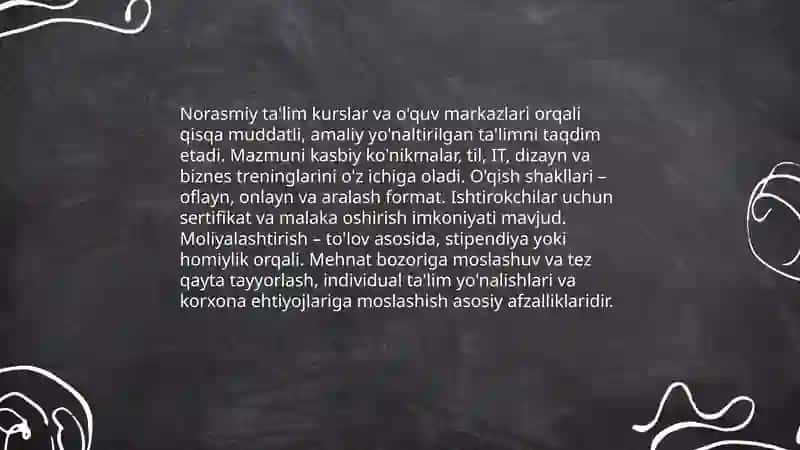 Ta'lim turlari va ta'limni tashkil etish shakllari 4
