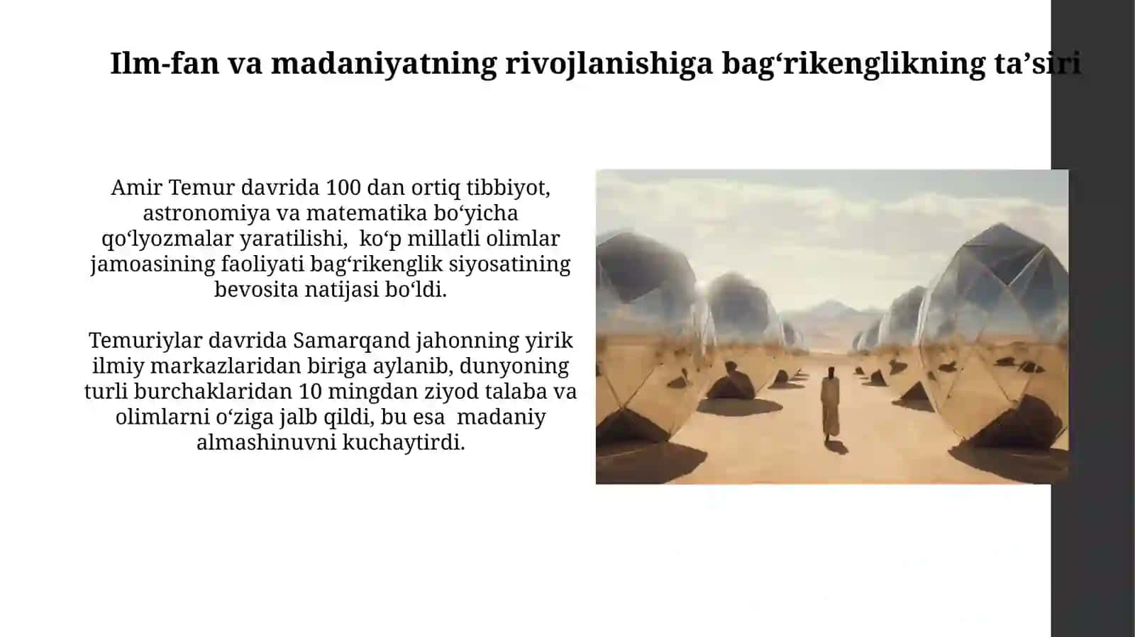 Amir temur va Temuriylar davlatida bag’rikenglik tamoyillarining aksetishi 4