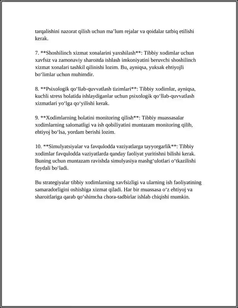 Tibbiy Xodim Xavfsizligi va Bemorlar Xavfsizligi 4