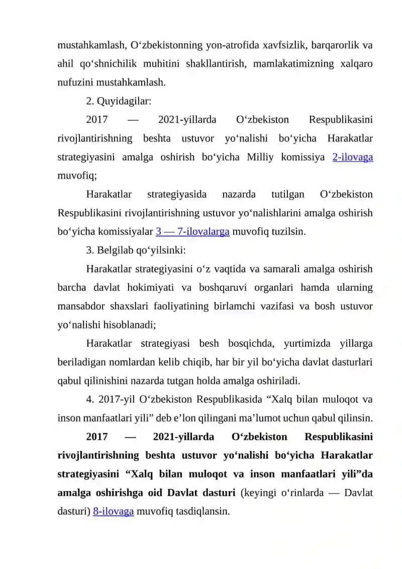 O‘zbekiston Respublikasini Yanada Rivojlantirish Bo‘yicha Harakatlar Strategiyasi 4