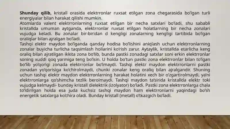 Fizika II fanidan 3-Mustaqilishi Kristallarning sohavi nazariyasi 4