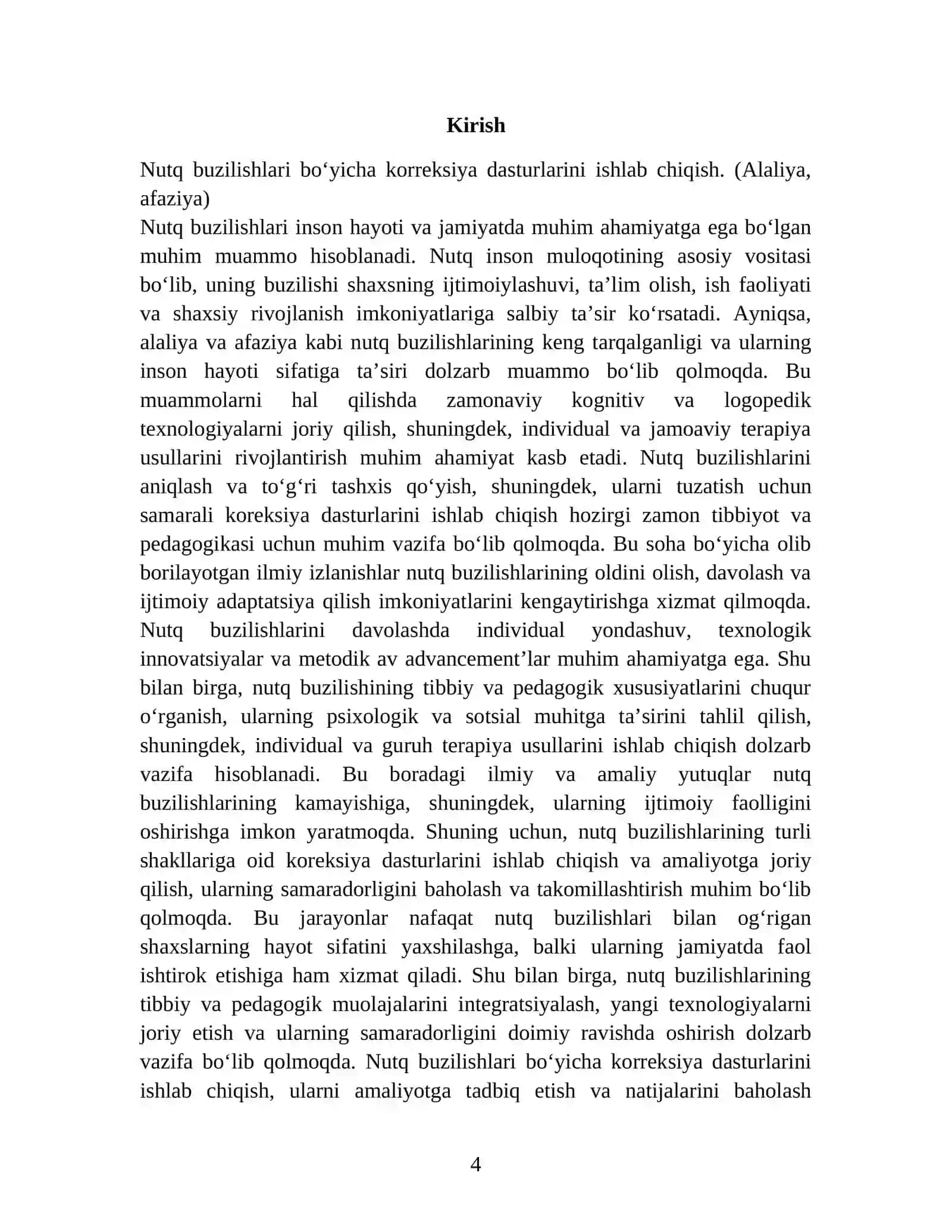 ISAQOVA RUXSORA XURSHIDJON QIZINING LOGOPEDIK TEXNALOGIYA FANIDAN TAYYORLAGAN KURS ISHI 4