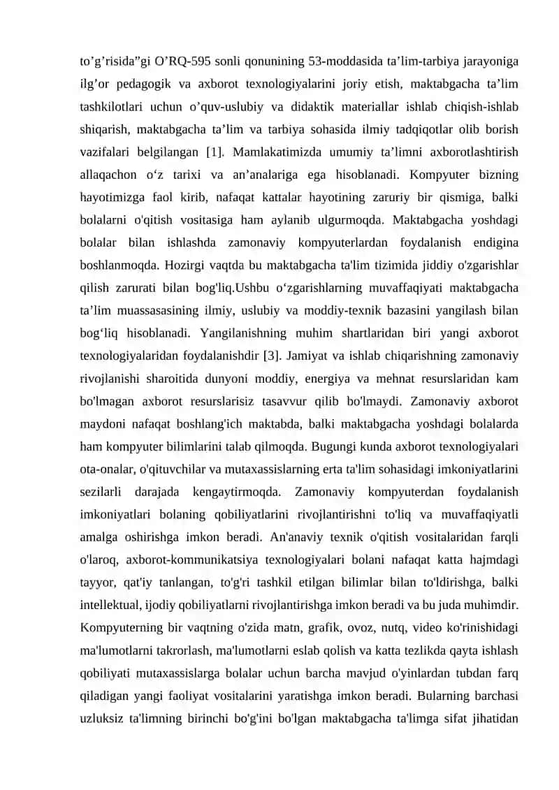 Maktabgacha ta’lim tashkilotlarida multimediyali ta’lim jarayonini tashkil etish 4