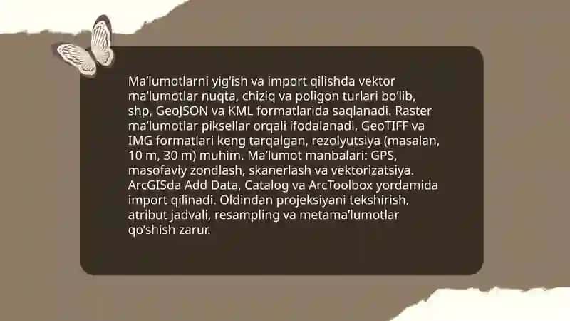ARK GIS dasturida sonli kartalarning modelini yaratish 4