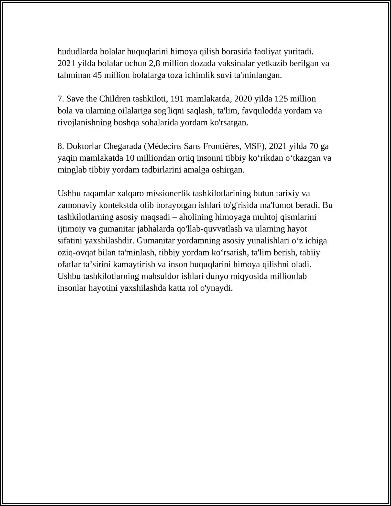 Xalqaro Missionerlik Tashkilotlarining Faoliyat Yo'nalishlari 4