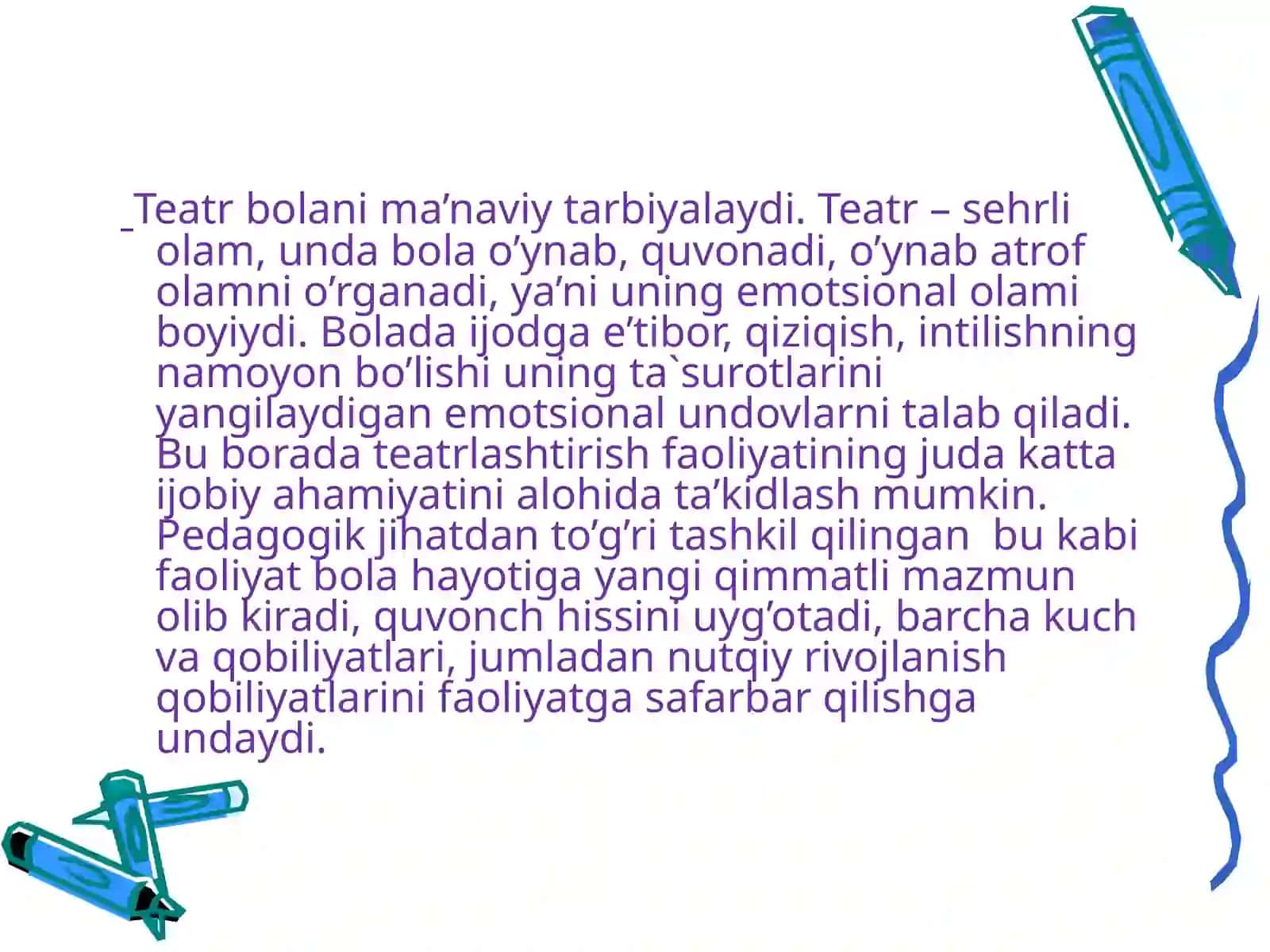 Maktabgacha ta'lim tashkilotida sahnalashtirish faoliyatini tashkil qilisH 4
