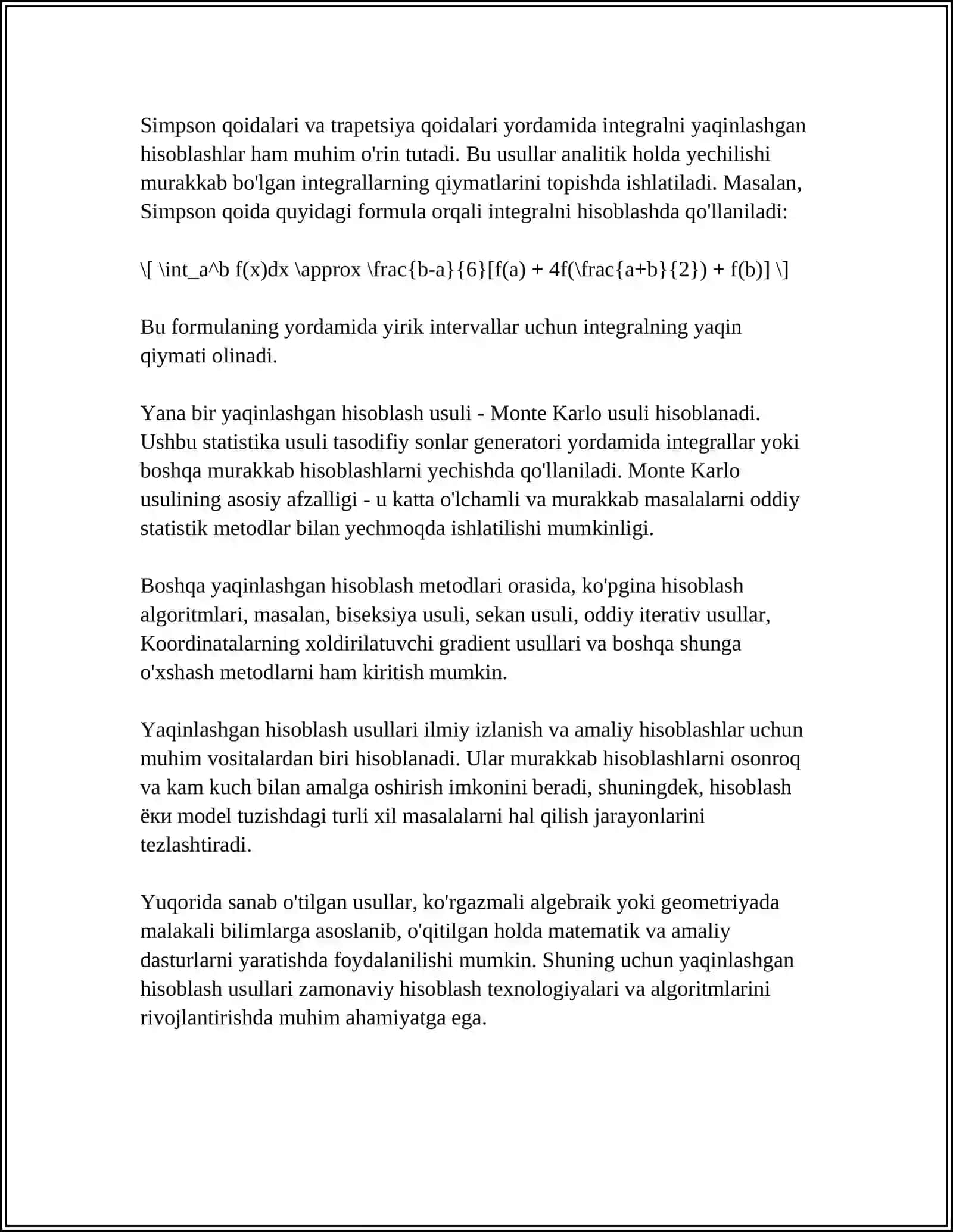 TAQRIBIY HISOB, ABSOLYUT VA NISBIY XATO, SONLARNI YAXLITLASH USULLARI MAVZUSIDA TEST SINOVLARI 4