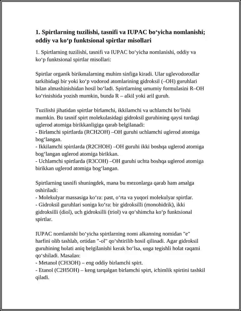 SPIRTLAR TIOLLAR EFIRLAR AMINLAR ALDEGIDLAR VA KETONLARNING TUZILISHI TASNIFI VA NOMLANISHI 4