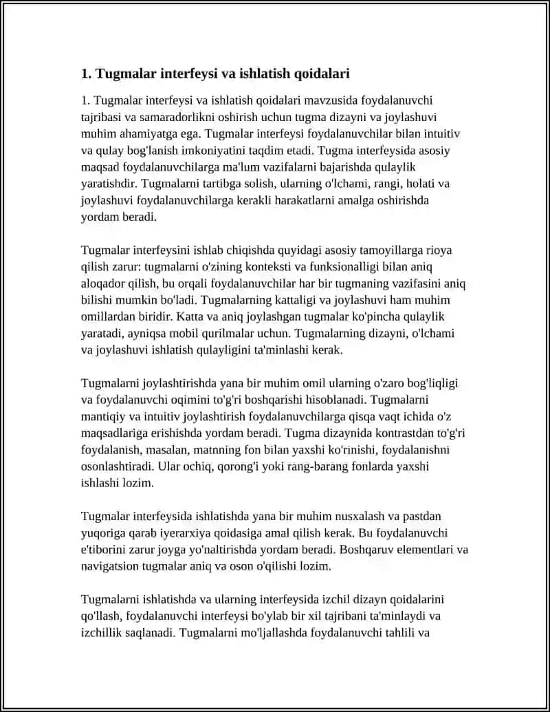 Tugmalar interfeysi va ishlatish qoidalari 4