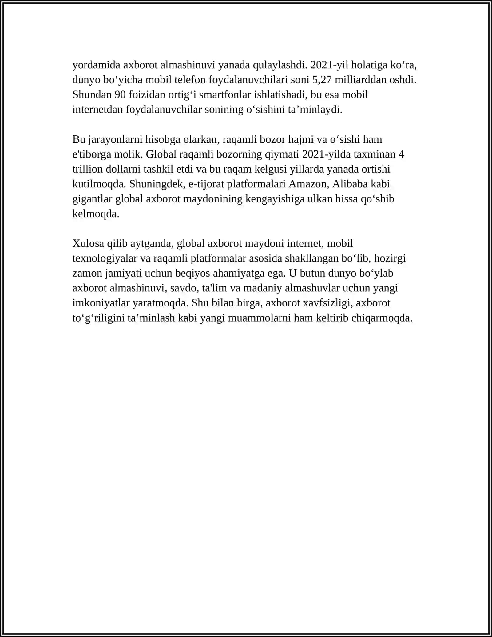 GLOBAL AXBOROT MAYDONI VA UNING XUSUSIYATLARI 4