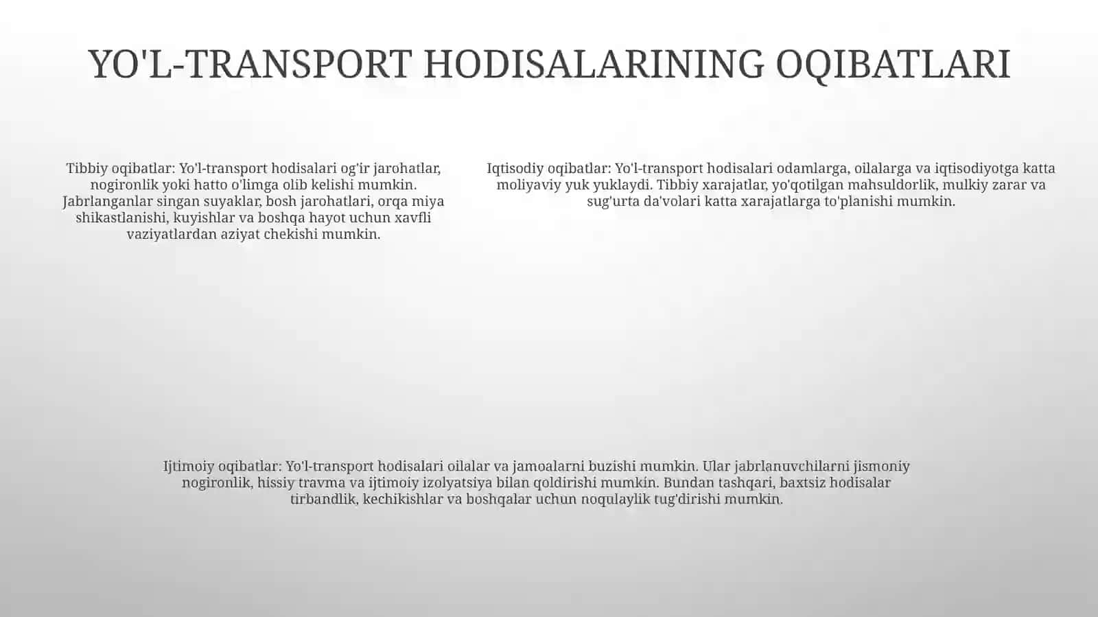 Yo'l Harakati Xavfsizligi 4