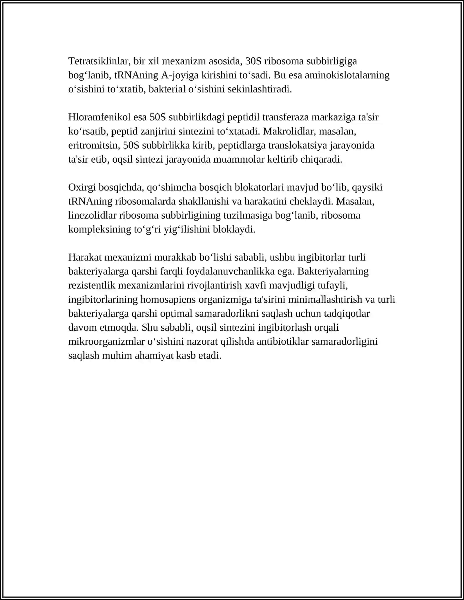 Oqsil biosintezi ingibitorlari 4